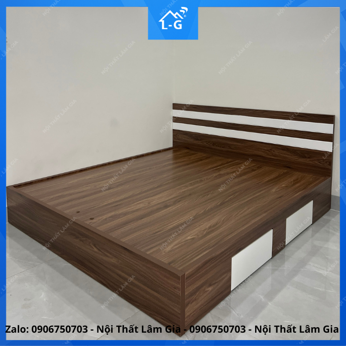 GIƯỜNG GỖ MDF KẺ SỌC